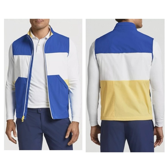 Peter Millar Other - NWT Peter Millar Crown Sailing Golf Blue Yellow White Zip Up Vest XL NEW